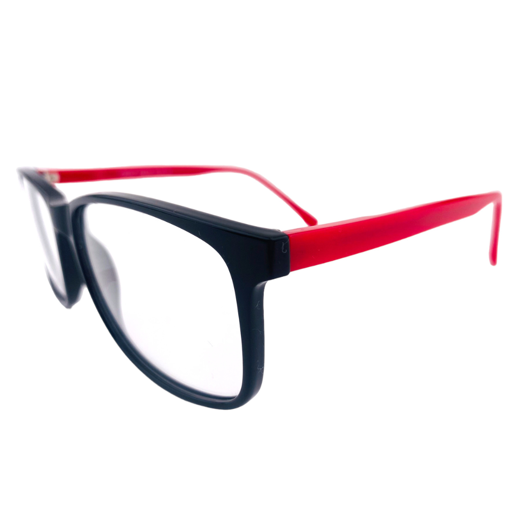 Lentes ópticos cuadrado negro rojo