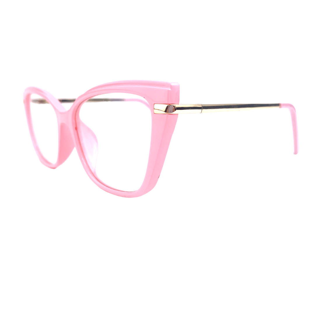 Lentes ópticos cuadrado rosado dorado