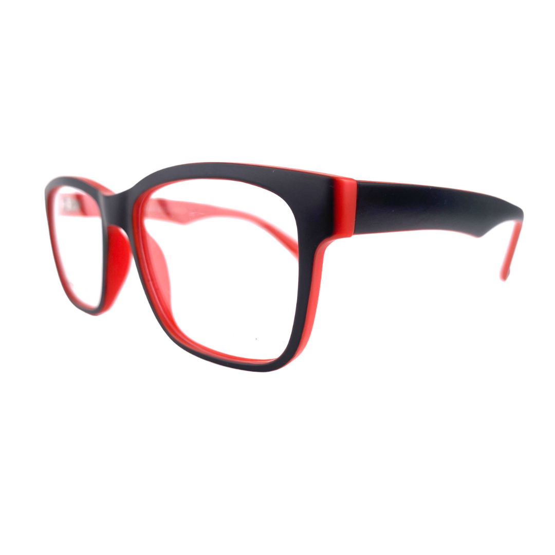 Lentes ópticos cuadrado negro rojo