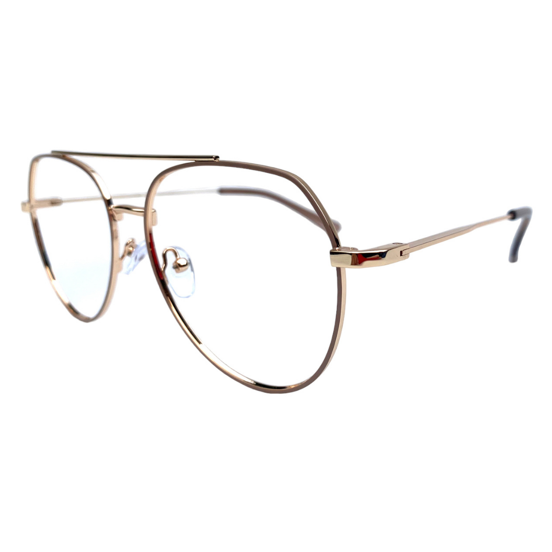 lentes ópticos redondos metálicos dorado