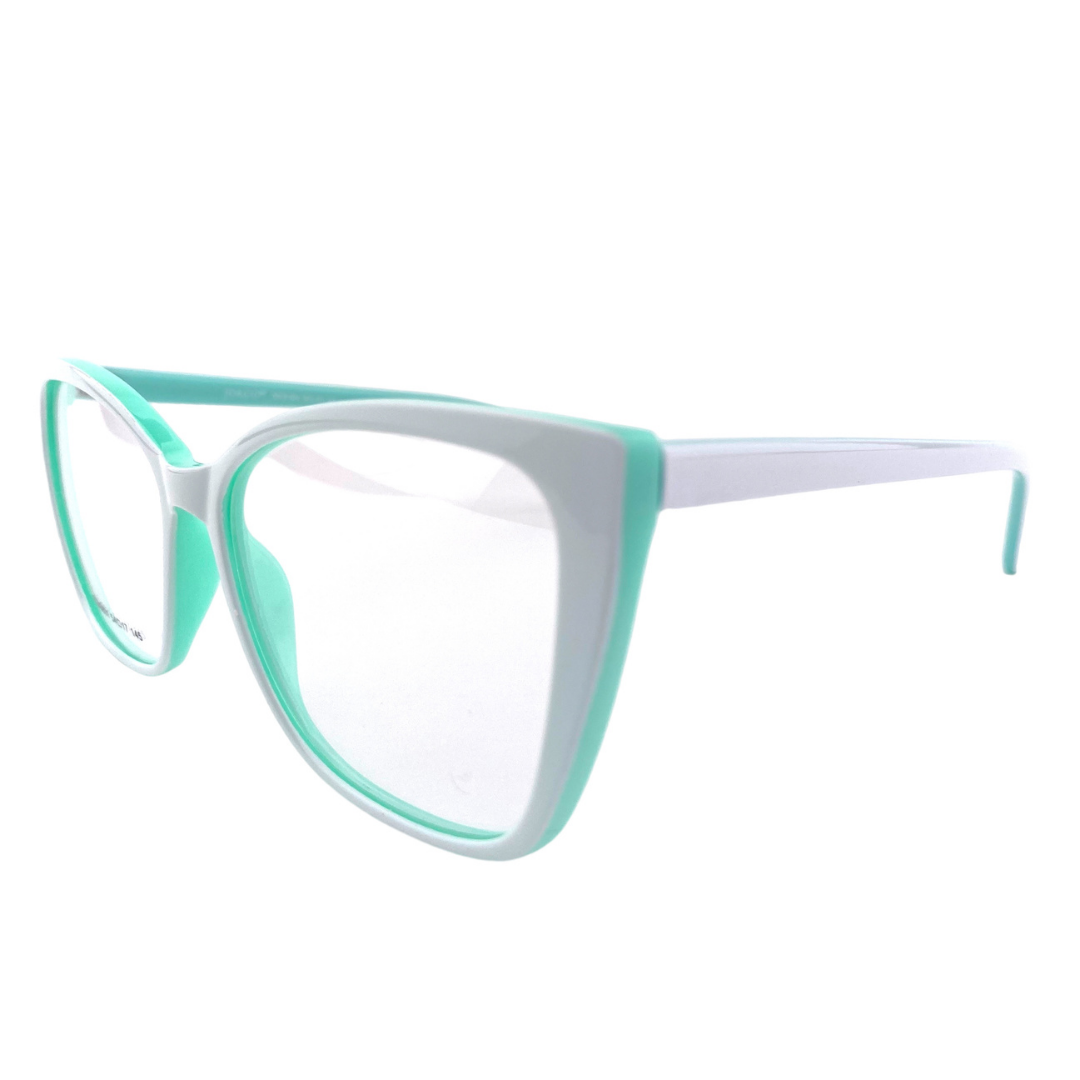 Lentes ópticos cuadrado blanco verde menta