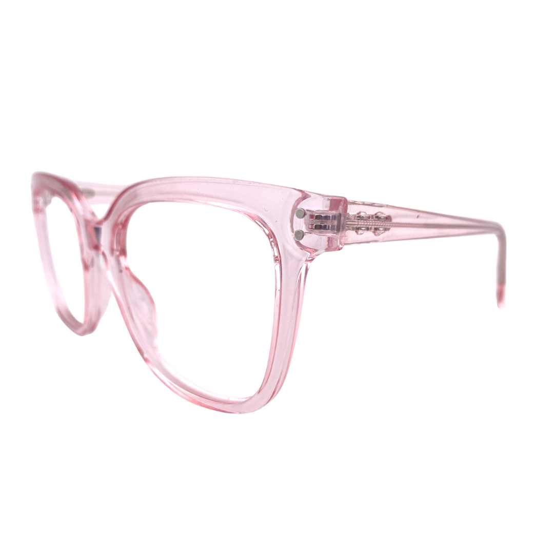 Lentes ópticos cuadrado rosado transparente