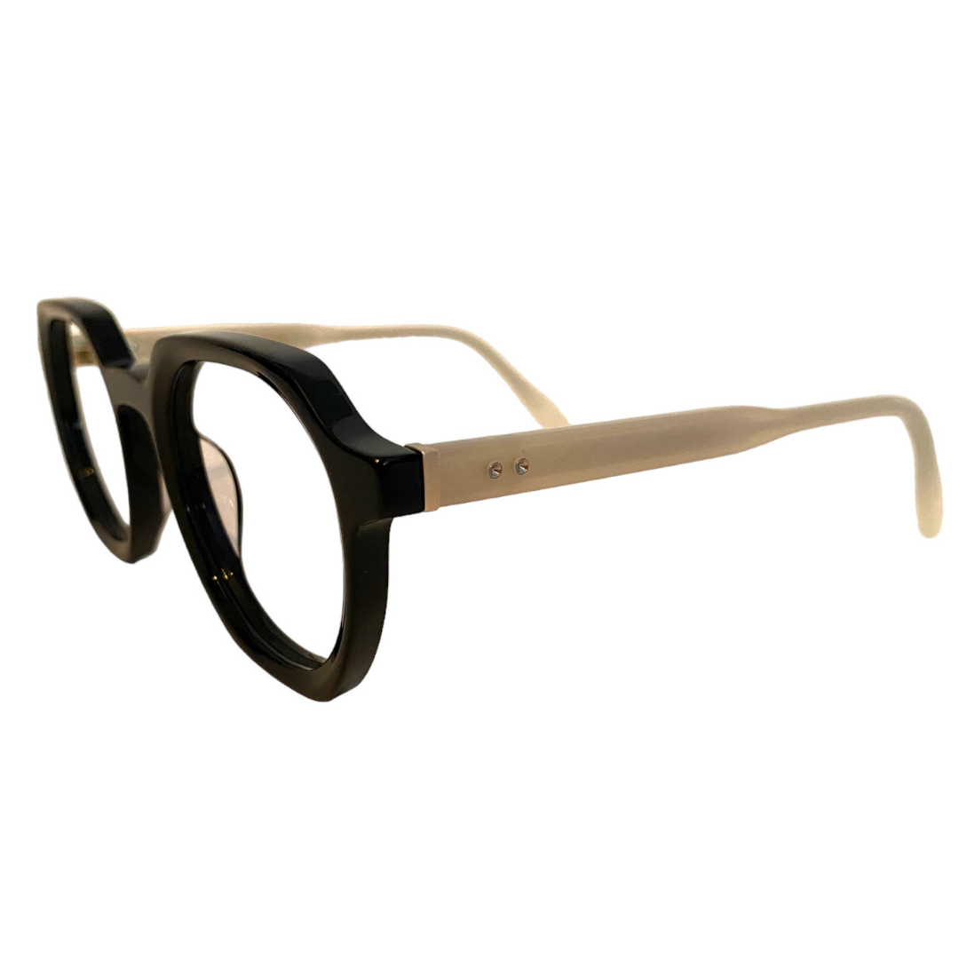 lentes ópticos redondos negro blanco