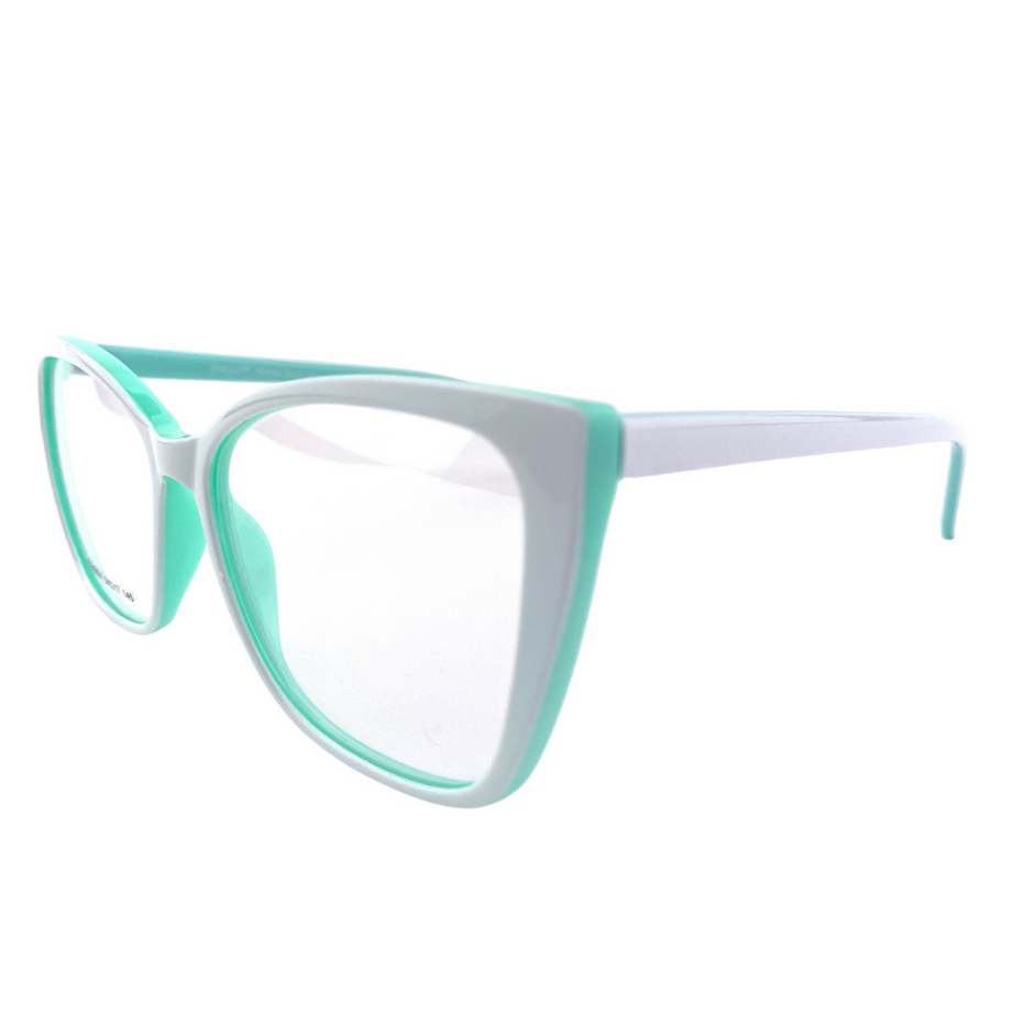 Lentes  ópticos cuadrado blanco verde menta